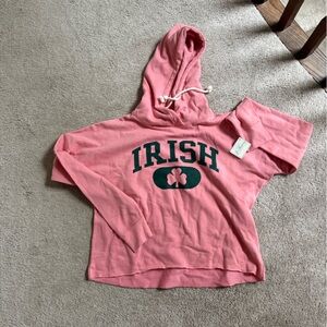 Pink Irish Hoodie with Shamrock